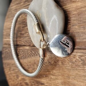 Sterling silver braided estate initial K bracelet‎